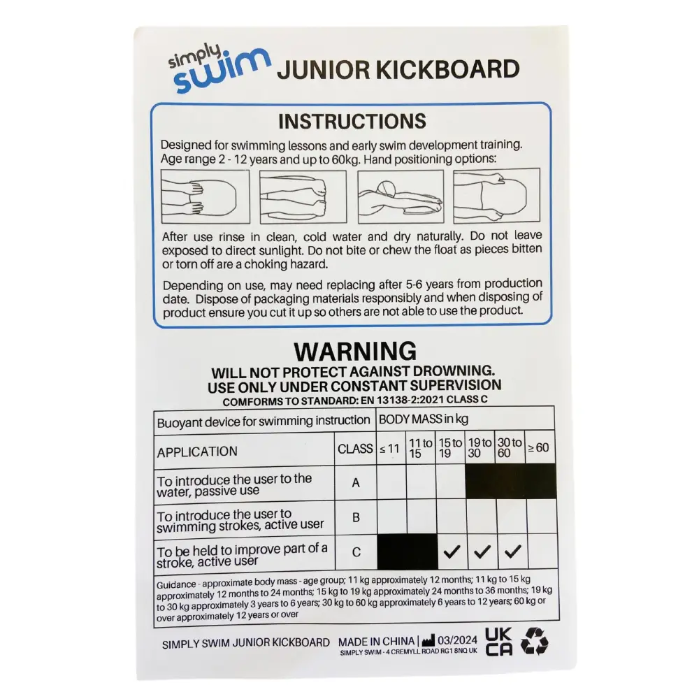 Simply Swim Junior Kickboard Swim Float - Image 8