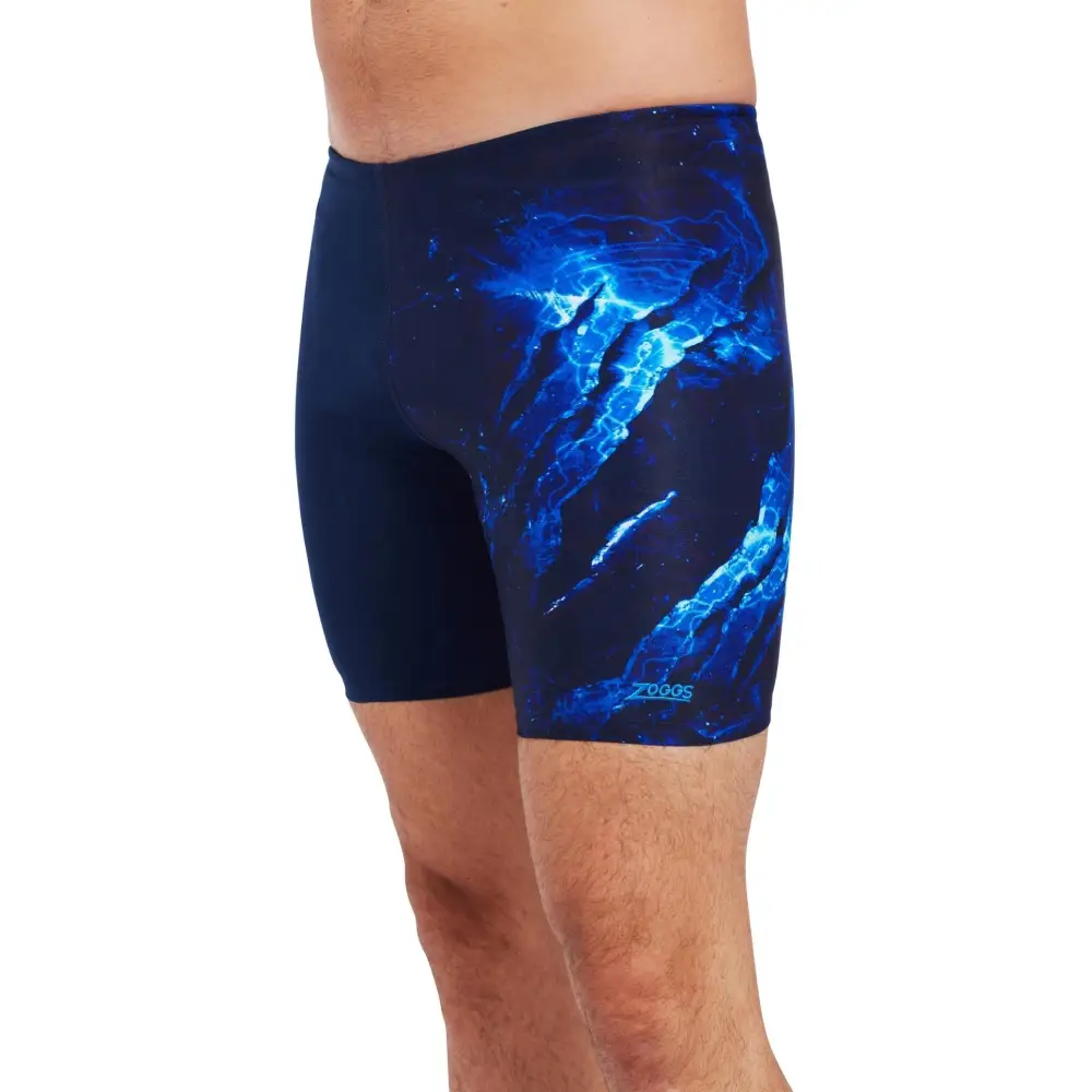 Zoggs Slash Print Mid Swim Jammer - Navy - Image 3