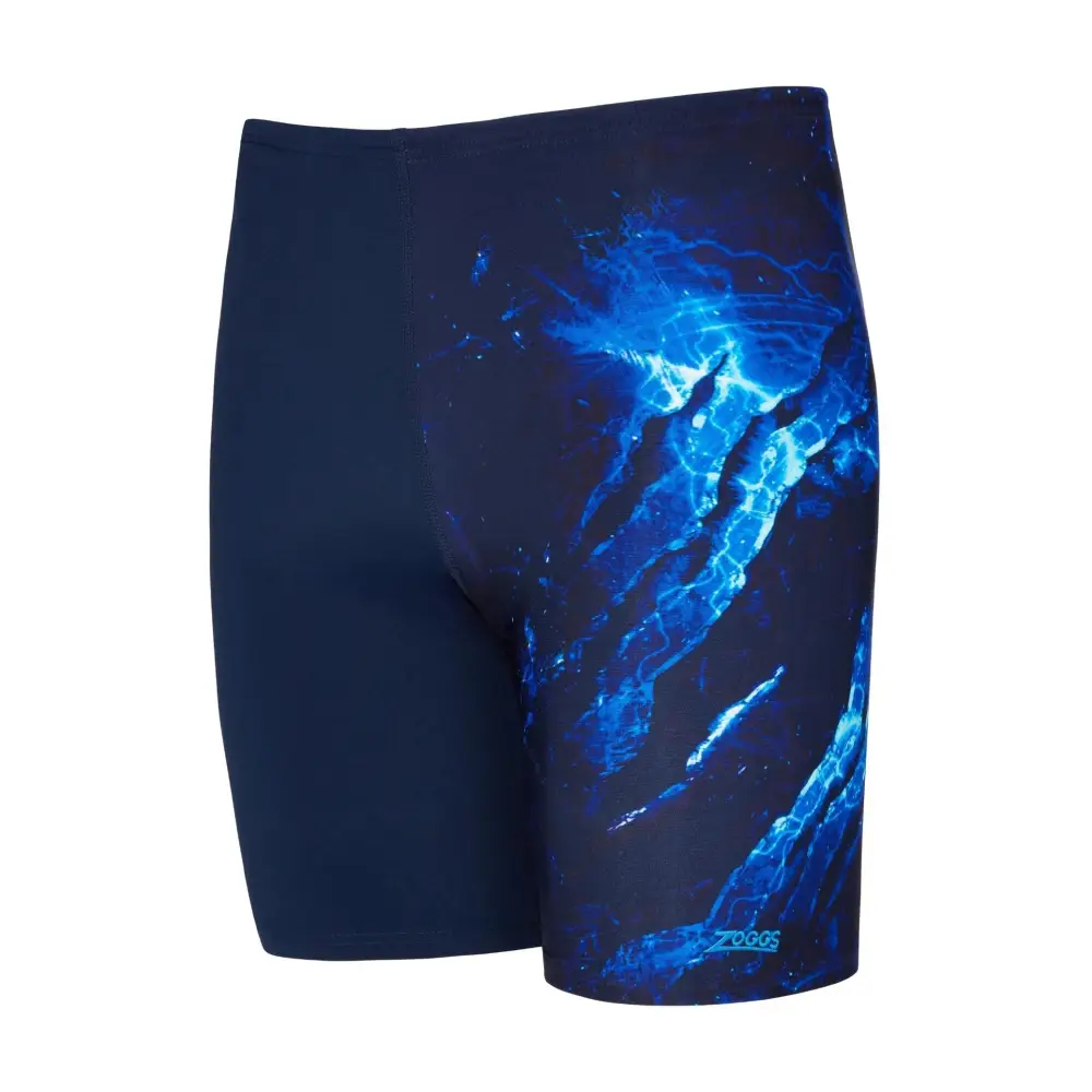 Zoggs Slash Print Mid Swim Jammer - Navy - Image 4