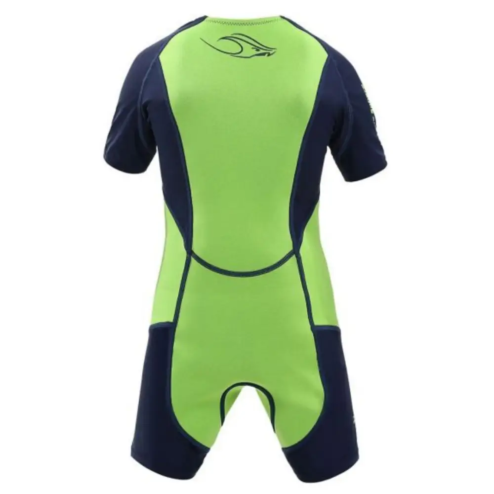 MP Michael Phelps Stingray HP Short Sleeve Kids Wetsuit - Green/Navy - Image 3