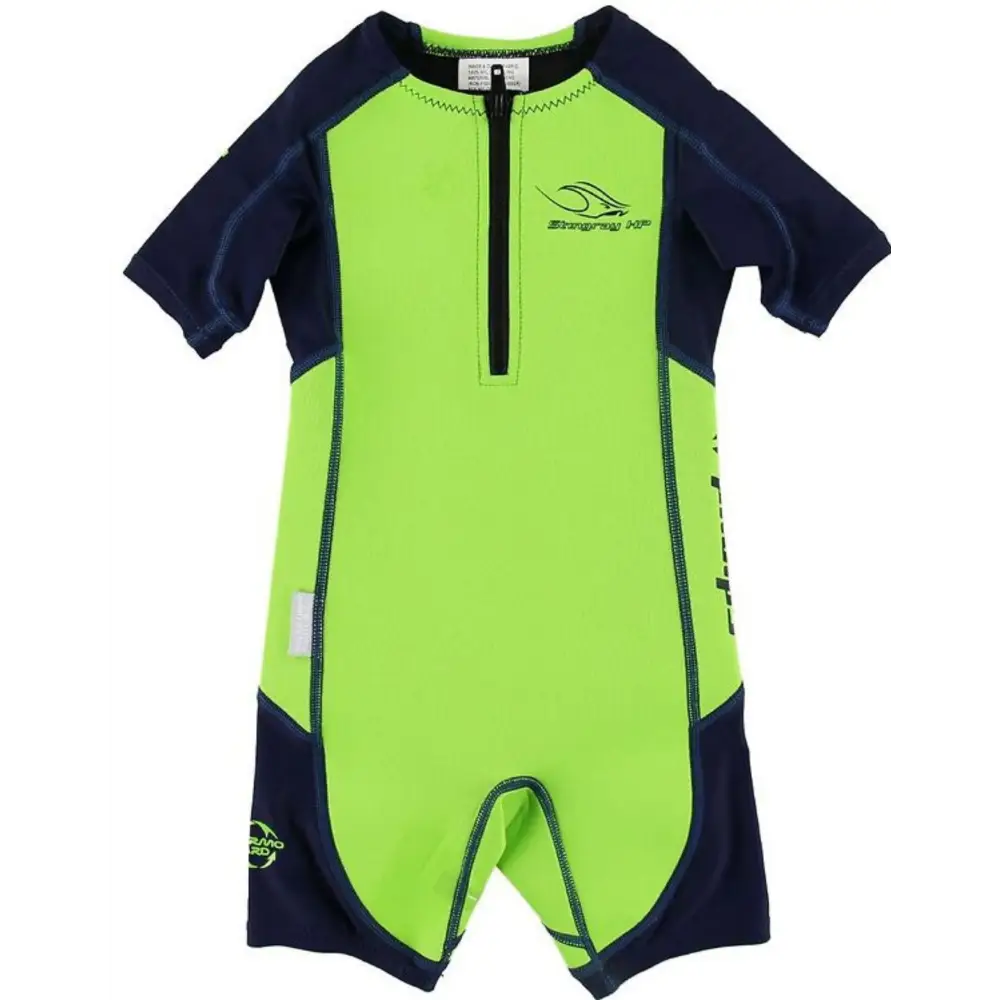 MP Michael Phelps Stingray HP Short Sleeve Kids Wetsuit - Green/Navy - Image 4