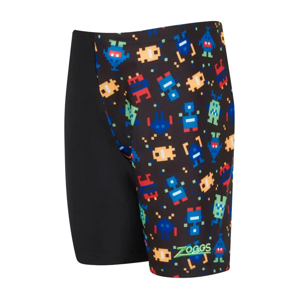 Zoggs Tots Boys Pixel Monsters Mid Swim Jammer - Black/Multi - Image 4