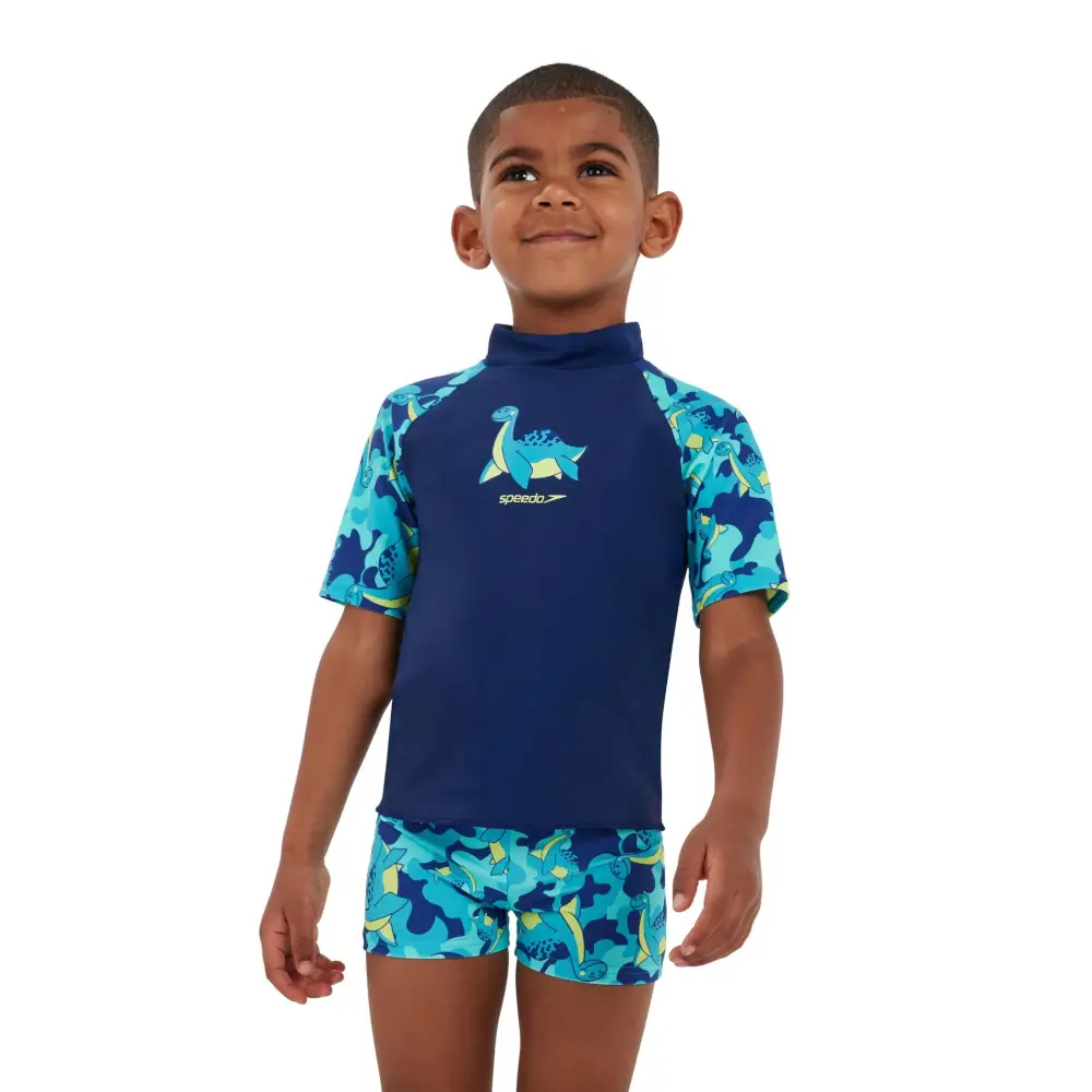 Speedo Tots Boys Printed Sun Protection Set - Blue - Image 7